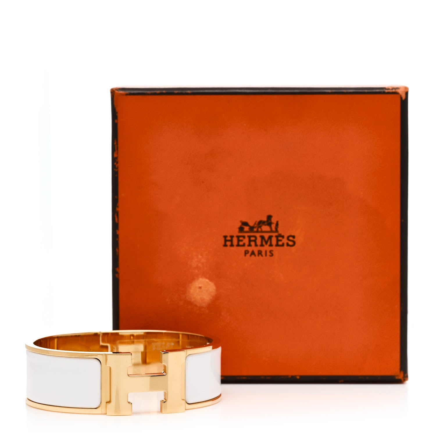 Hermes Enamel Wide Clic Clac H Bracelet GM White 5 of 5