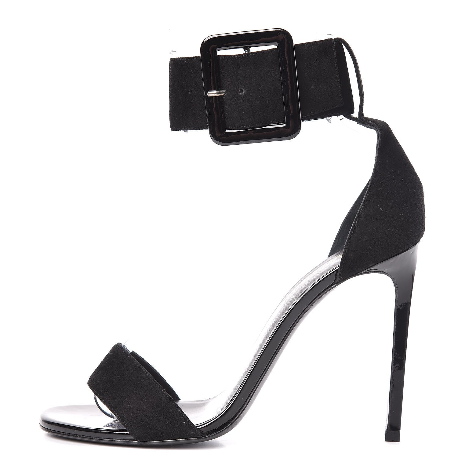 Saint Laurent Kid Scamoscia Jane 105 Ankle Strap Sandals 39 Black 1 of 13