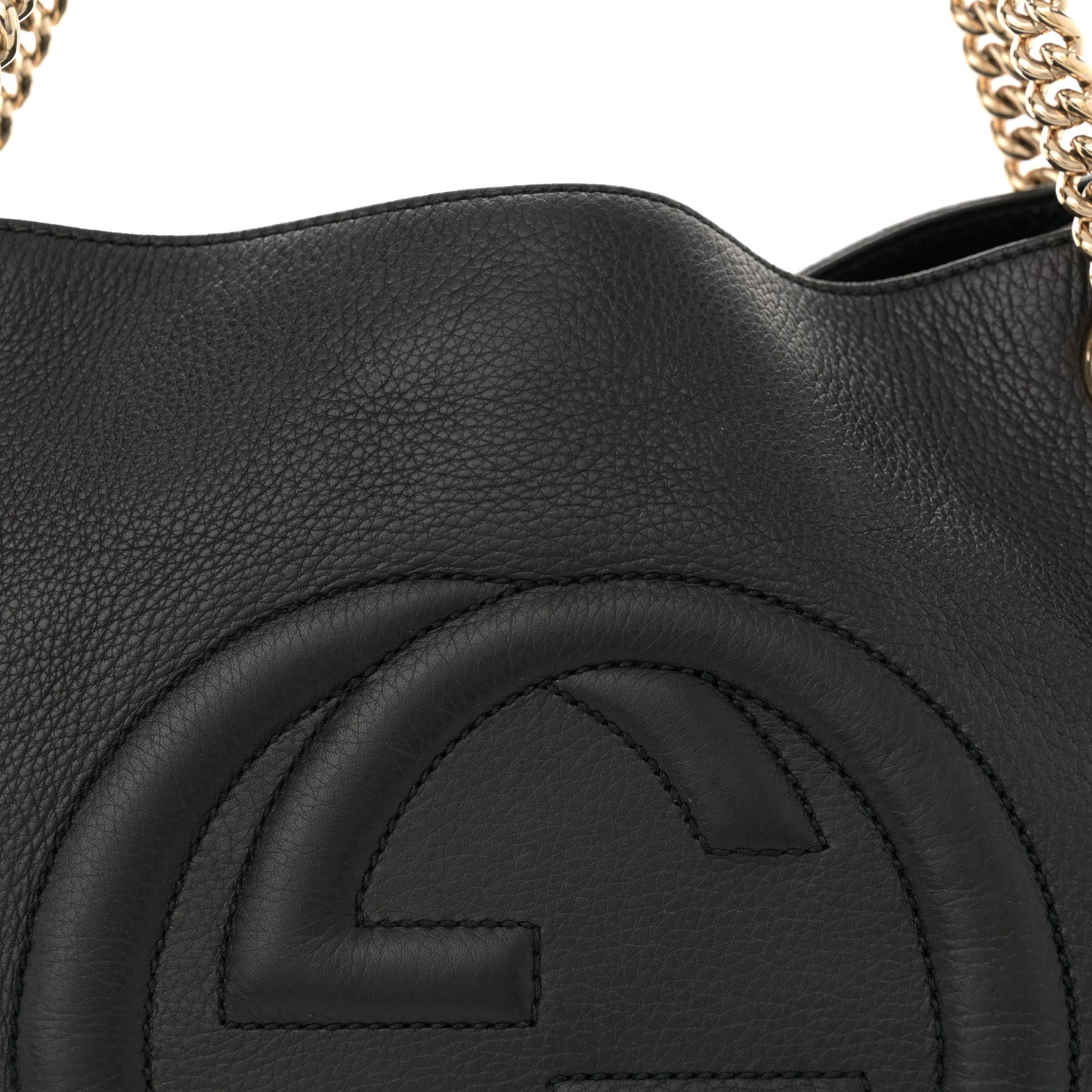 Pebbled Calfskin Medium Soho Chain Shoulder Bag Black