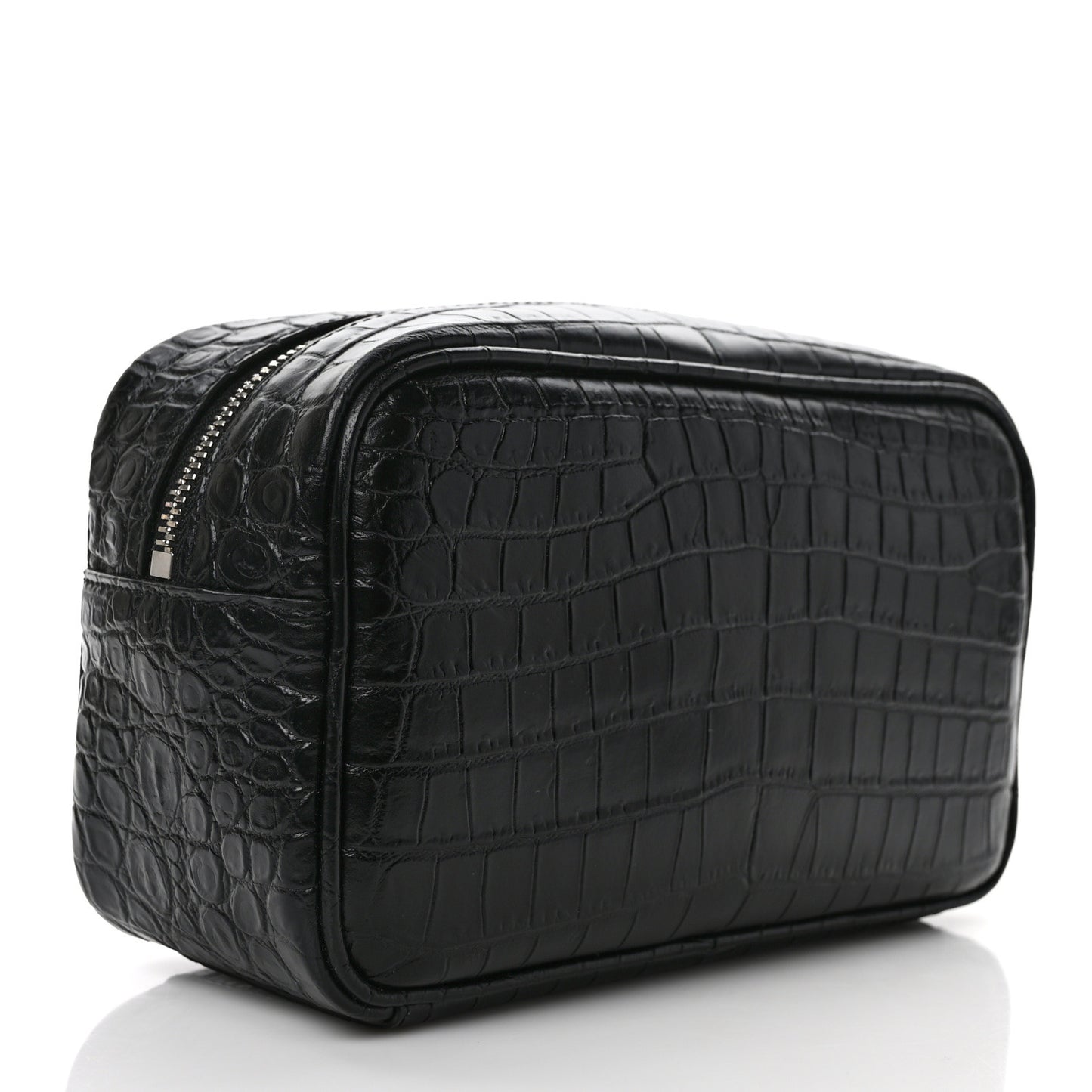 Calfskin Crocodile Embossed Cosmetic Case Black