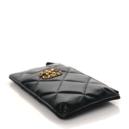 Chanel Shiny Goatskin Quilted Chanel 19 Phone and Card Holder Black 4 of 9
