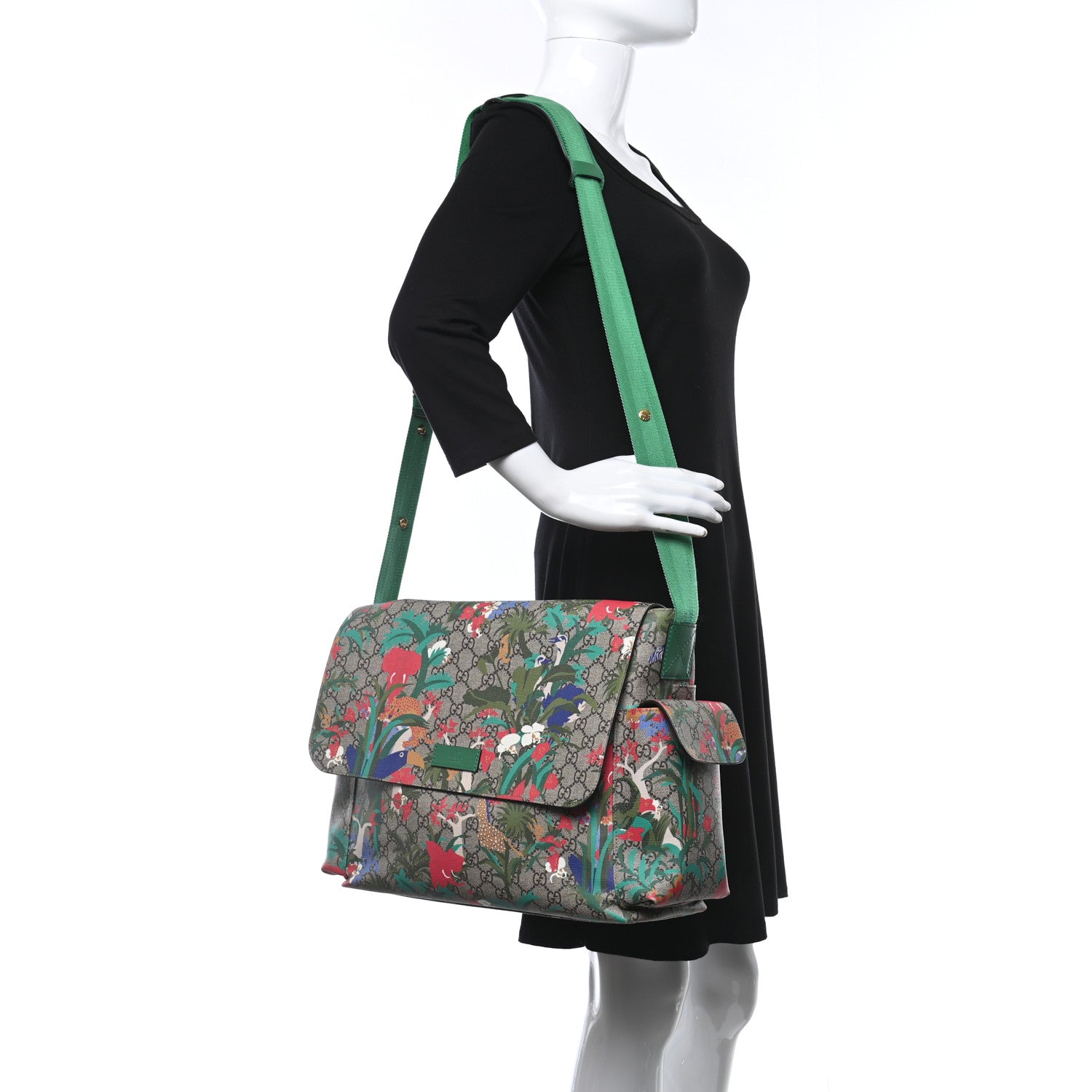 Gucci GG Supreme Monogram Jungle Diaper Bag Green 2 of 9