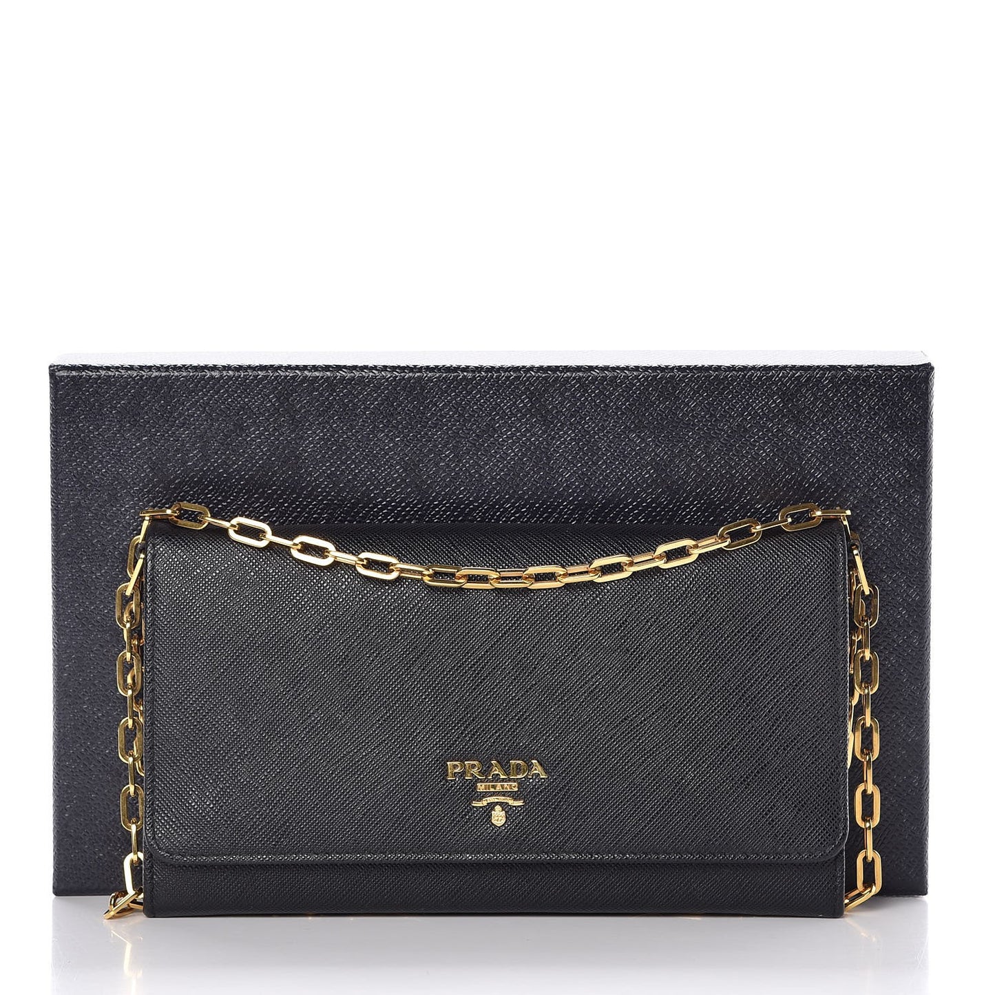 Saffiano Metal Large Chain Wallet Black