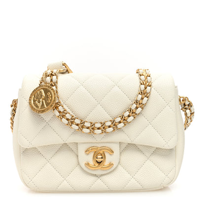 Chanel Caviar Quilted Mini Chain Soul Flap White 1 of 10