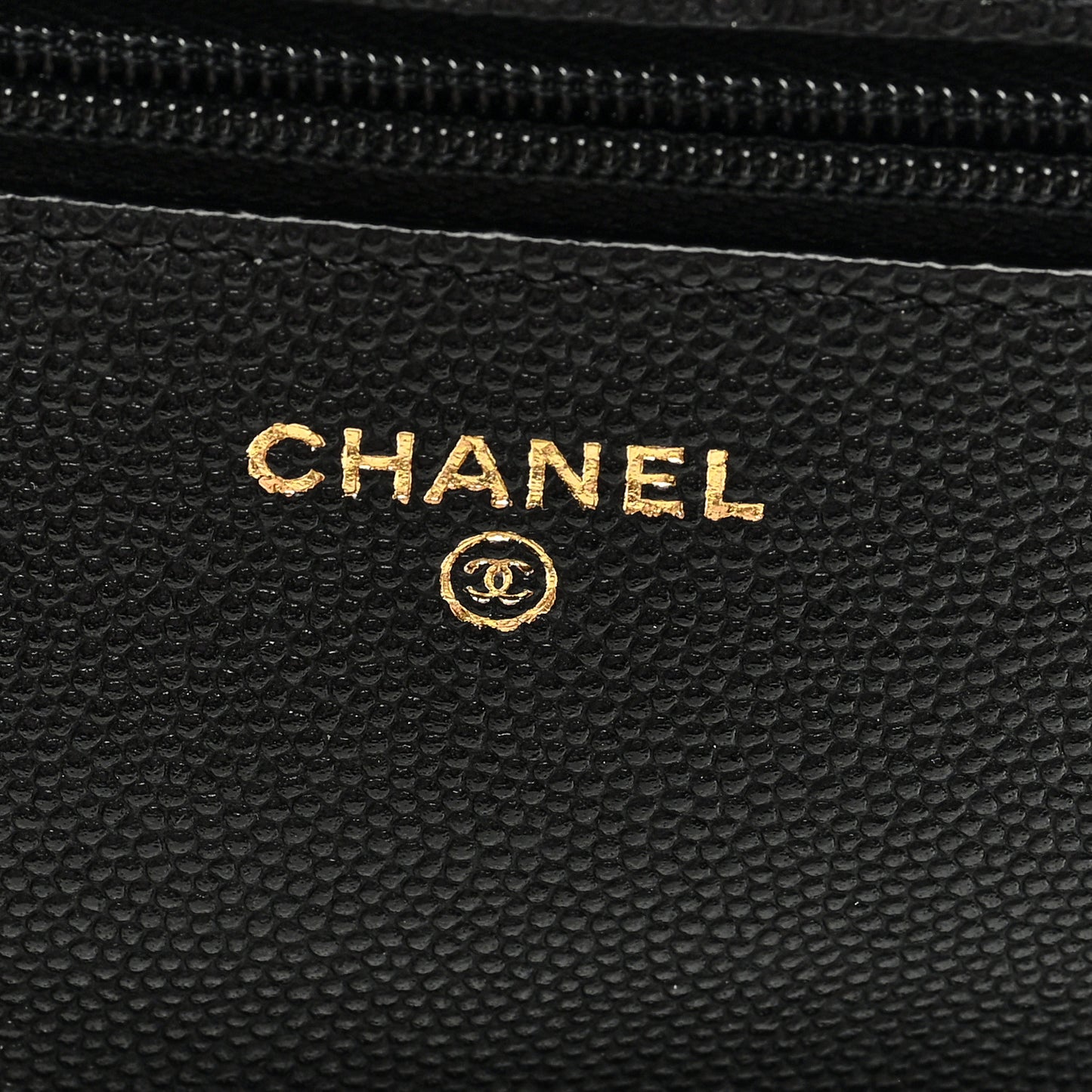 Caviar Quilted Crystal Enamel CC Wallet On Chain WOC Black