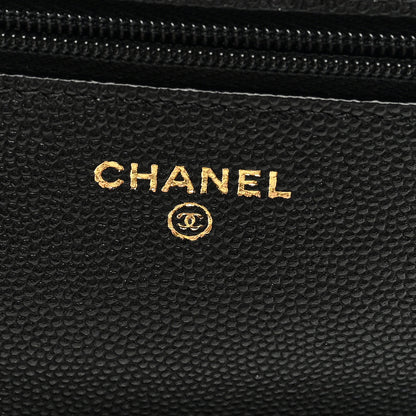 Chanel Caviar Quilted Crystal Enamel CC Wallet On Chain WOC Black 6 of 9