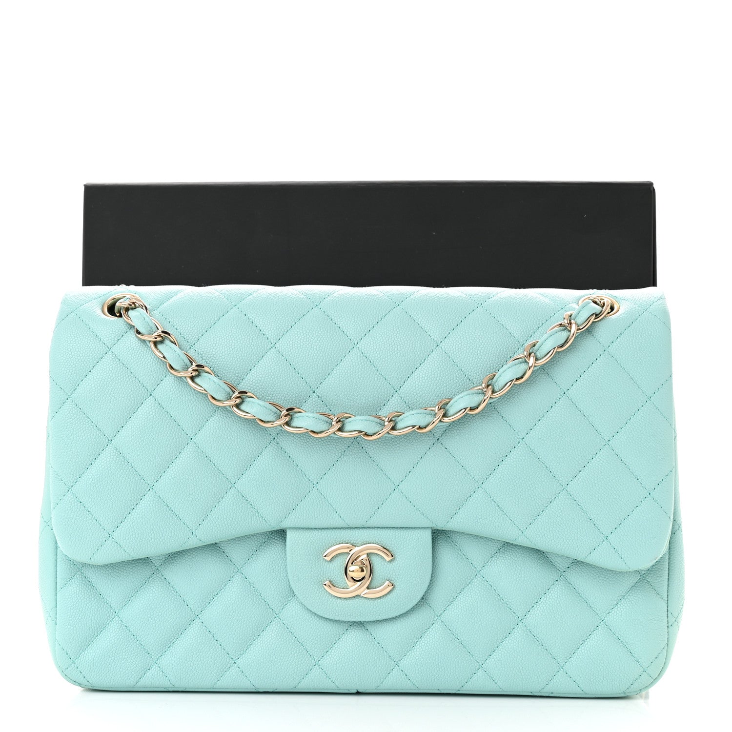 Chanel Caviar Quilted Jumbo Double Flap Light Blue 13 of 13