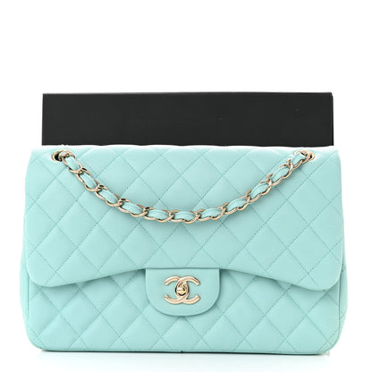 Chanel Caviar Quilted Jumbo Double Flap Light Blue 13 of 13