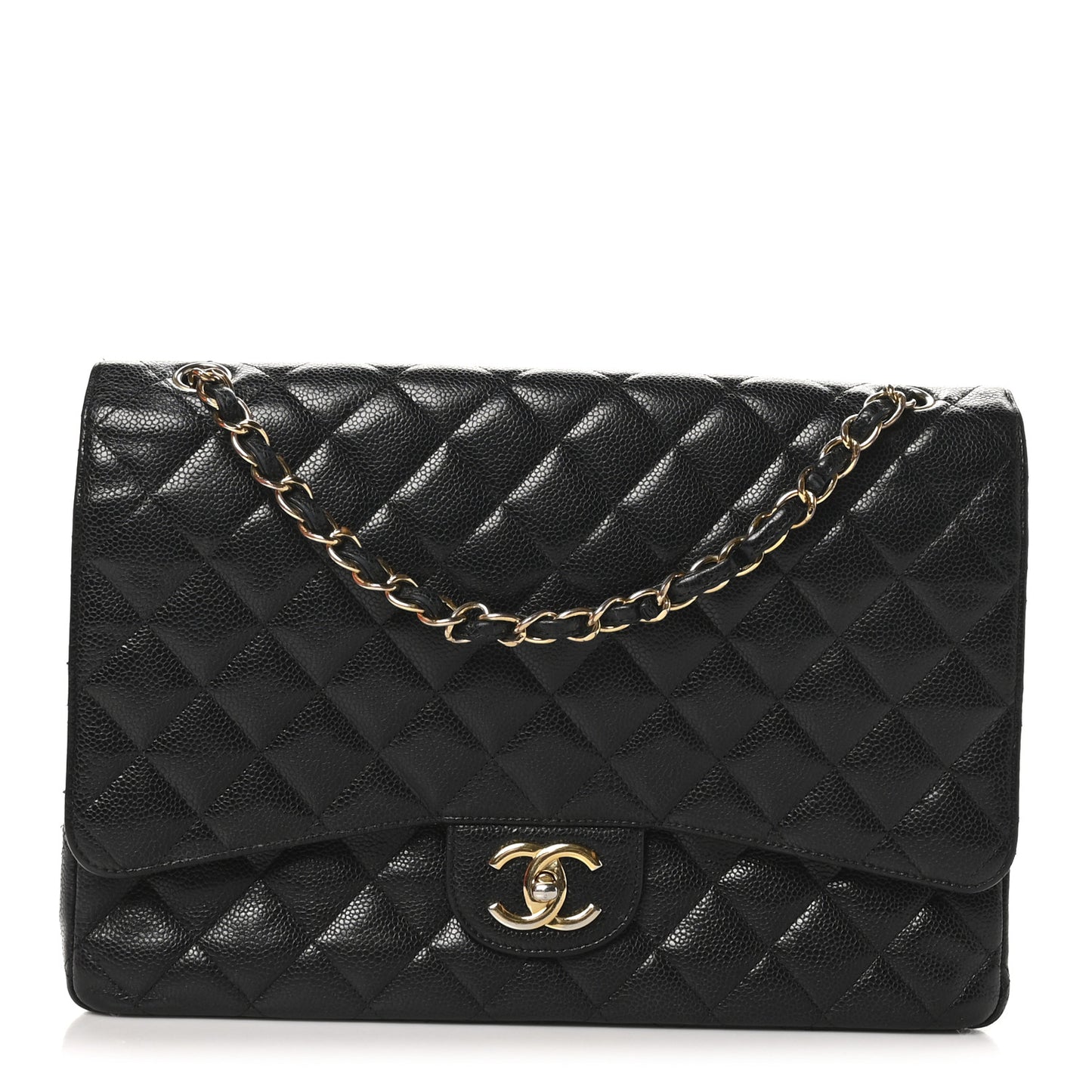 Caviar Quilted Maxi Double Flap Black
