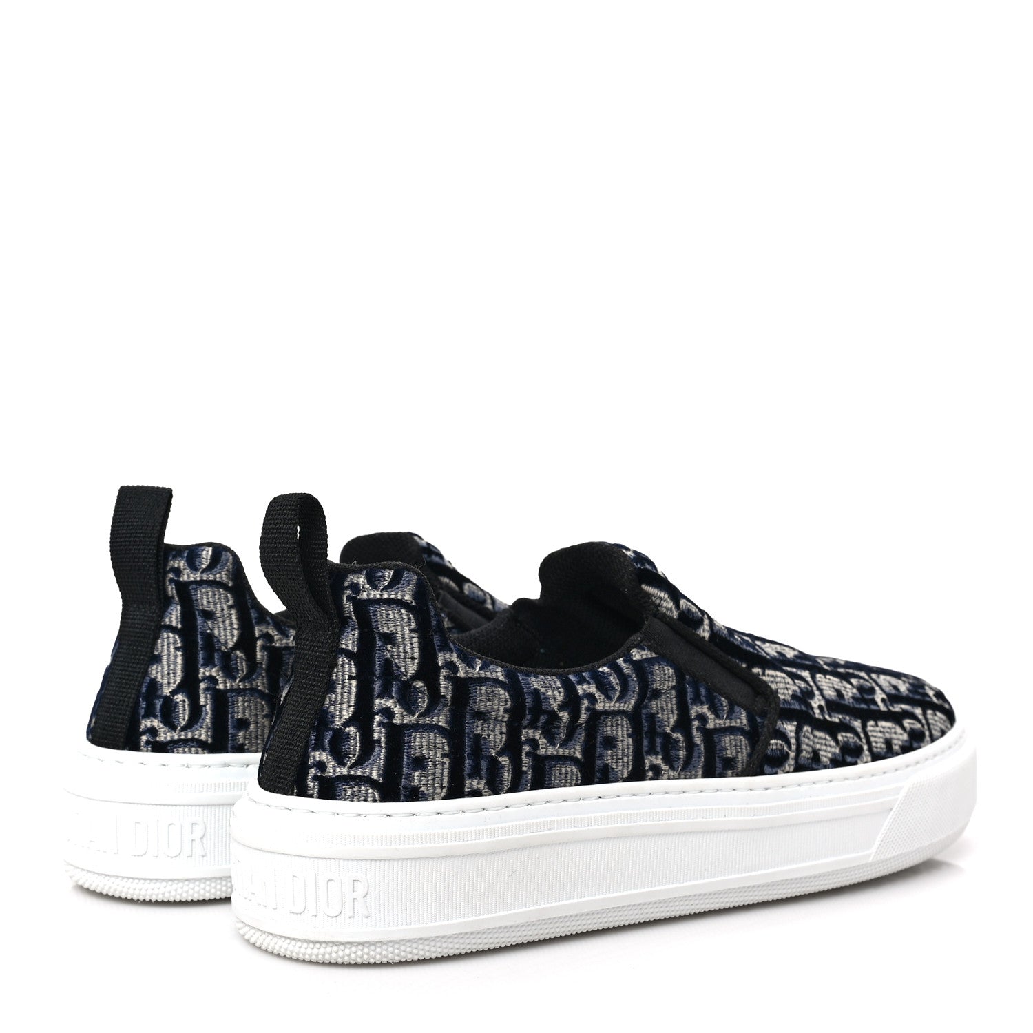 Christian Dior Velvet Oblique Womens Solar Slip On Sneakers 39 Deep Blue 4 of 8