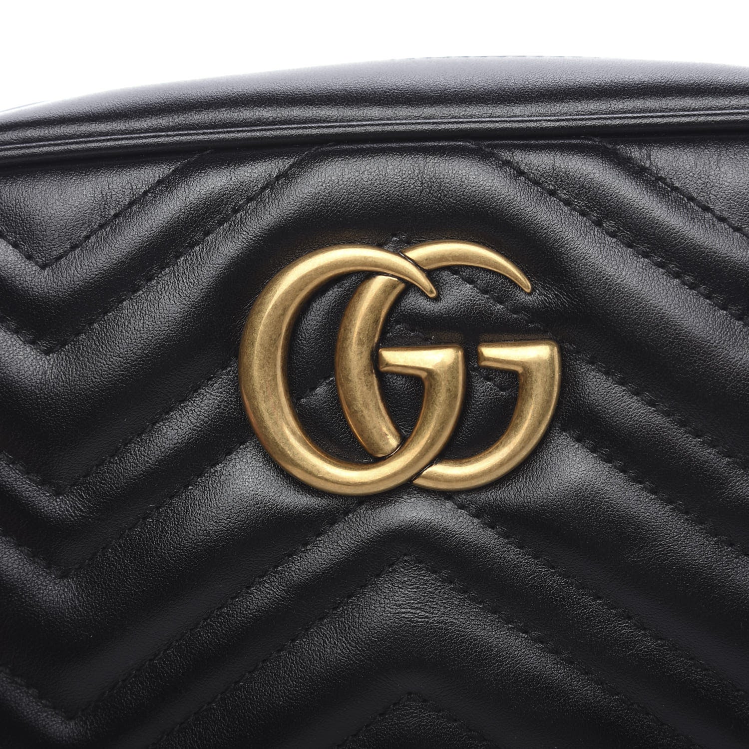 Gucci Calfskin Matelasse Small GG Marmont Chain Shoulder Bag Black 7 of 9