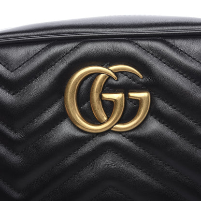 Gucci Calfskin Matelasse Small GG Marmont Chain Shoulder Bag Black 7 of 9