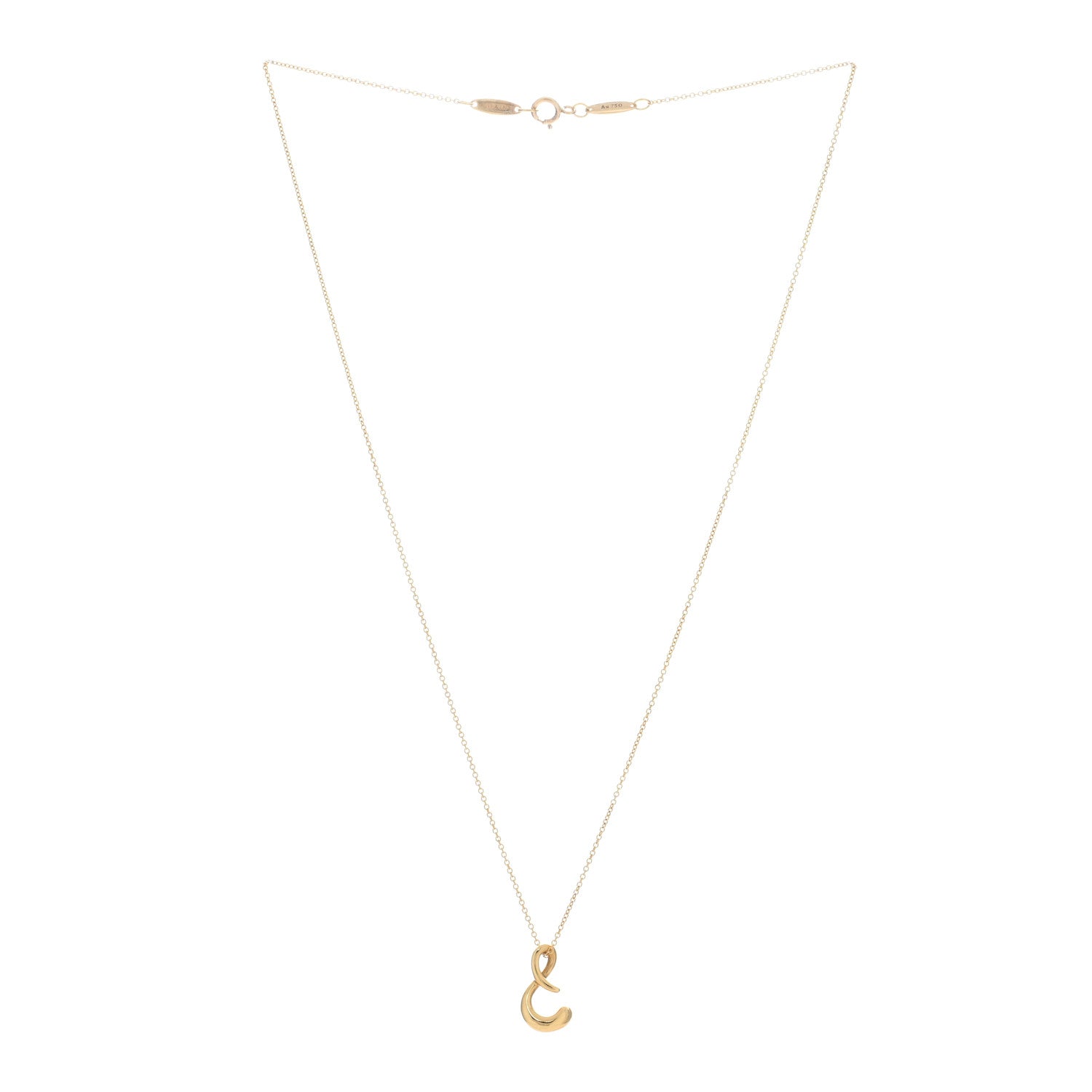 Tiffany 18K Yellow Gold Elsa Peretti Letter S Pendant Necklace 2 of 5