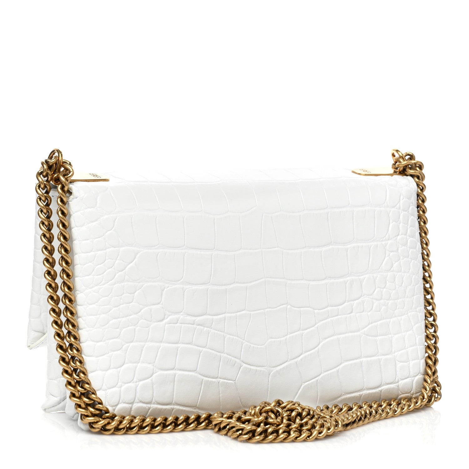 Balenciaga Shiny Extra Supple Calfskin Crocodile Embossed Small Triplet Bag Optic White 2 of 8