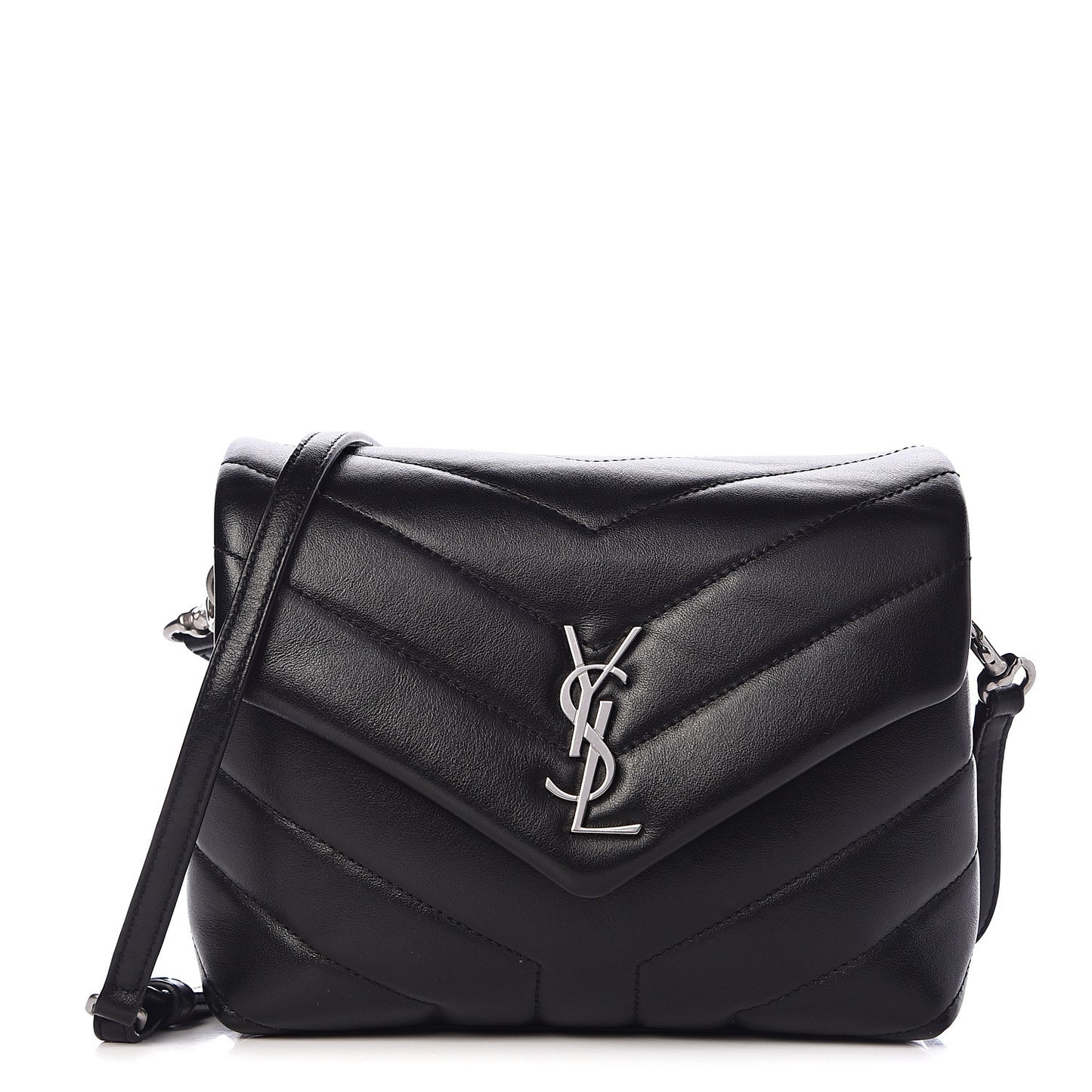 Calfskin Y Quilted Monogram Toy Loulou Crossbody Bag Black