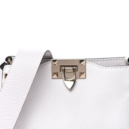Valentino Garavani Pebbled Calfskin Mini Rockstud Flip-Lock Messenger Bag Optic White 9 of 9