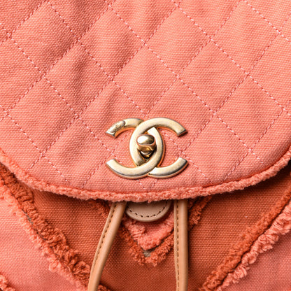 Chanel Canvas Chevron Cuba Patchwork Backpack Orange 7 of 12