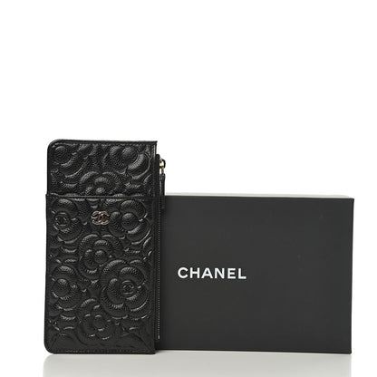 Chanel Caviar Camellia Embossed Classic Flat Wallet Pouch Black 7 of 7