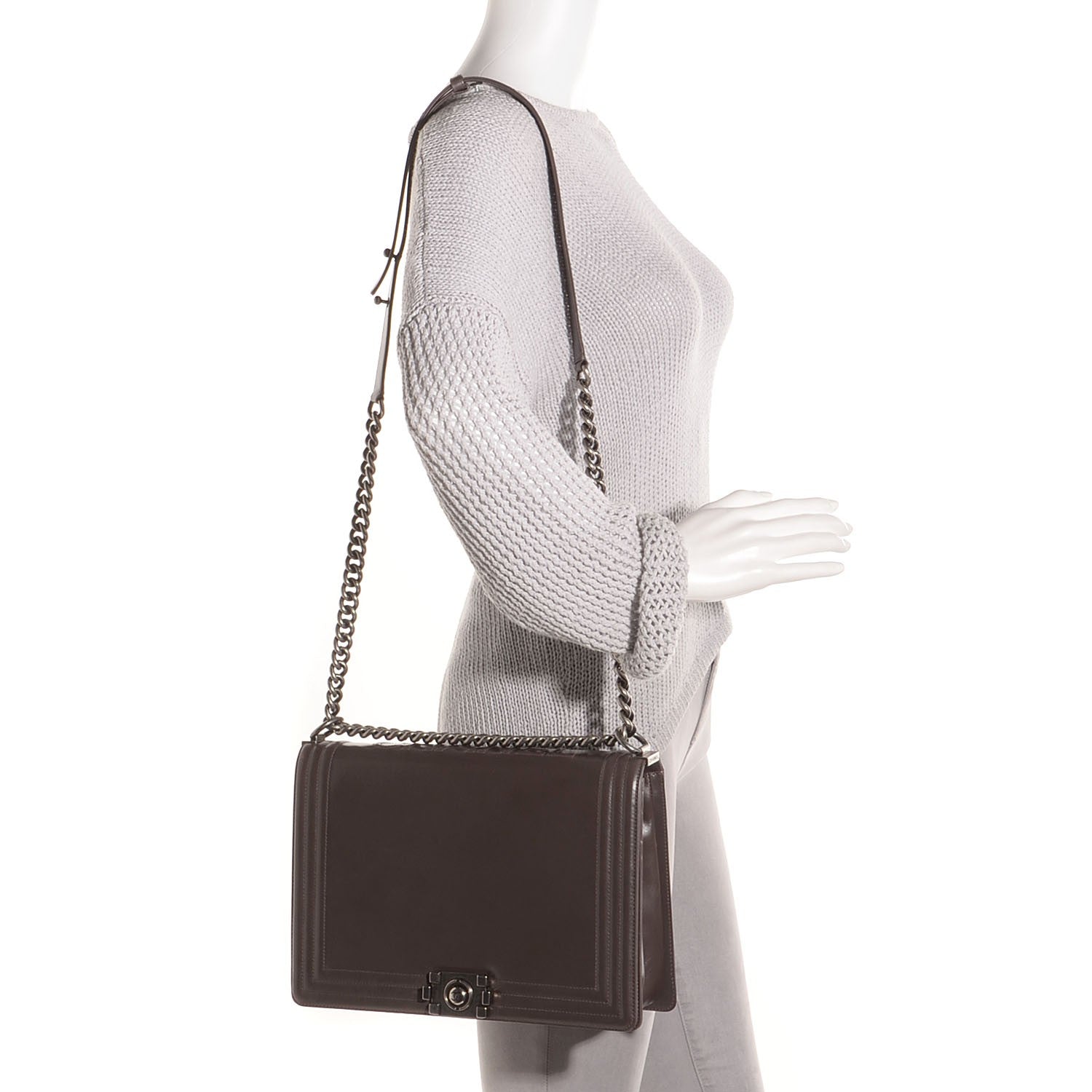 Chanel Glazed Calfskin Large Boy Flap Grey 2 of 8