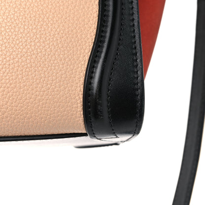 Celine Drummed Calfskin Nubuck Nano Tri-Color Luggage Ruby 7 of 19