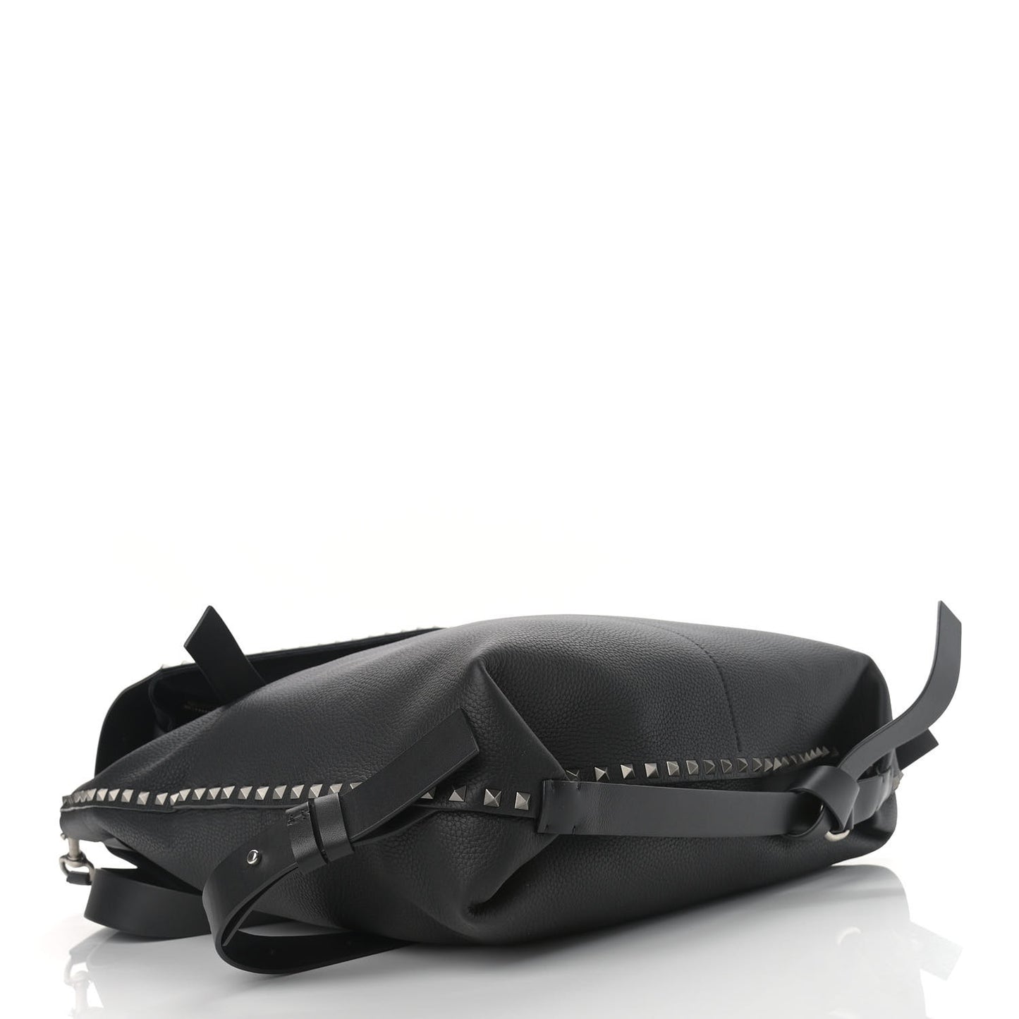 Grained Calfskin Rockstud Backpack Black