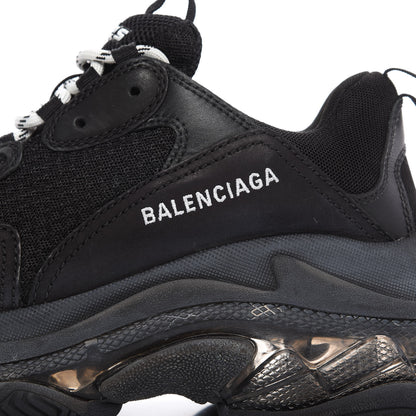 Balenciaga Fabric Mesh Clear Sole Mens Triple S Sneakers 40 Black 9 of 9