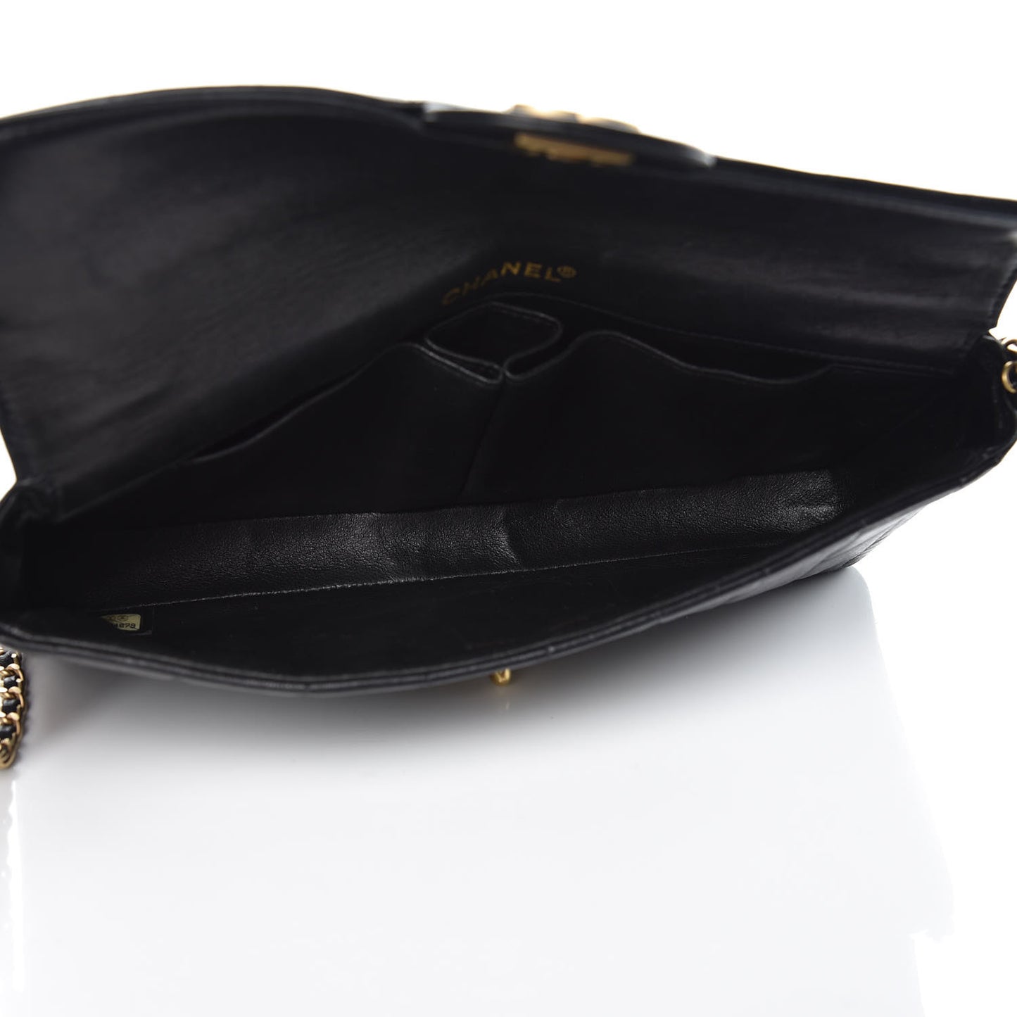 Lambskin East West Chocolate Bar Flap Black