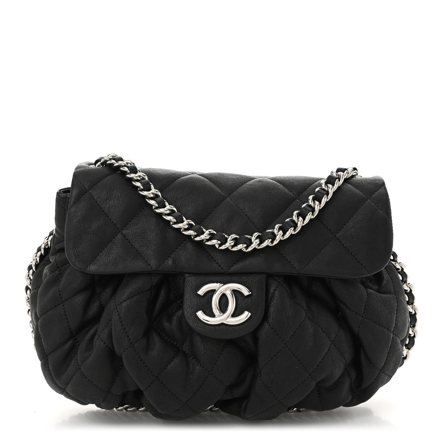 Chanel Washed Lambskin Quilted Mini Chain Around Messenger Black 1 of 10