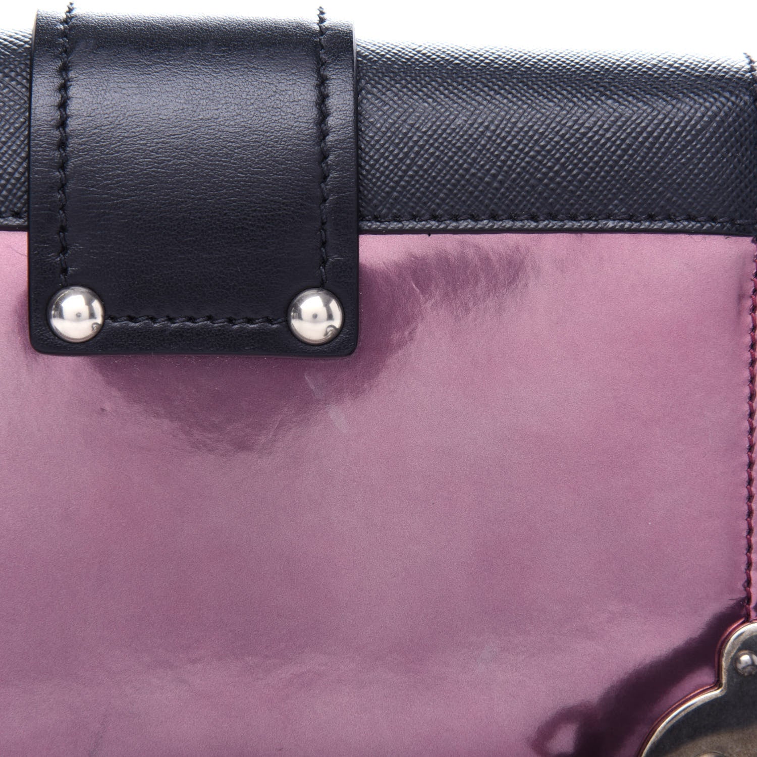 Prada Metallic Vitello Saffiano Cahier Bag Ferro Black 10 of 10