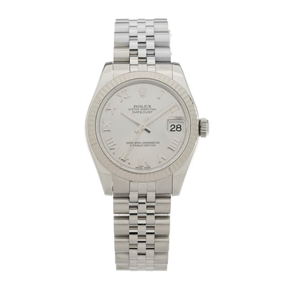 Rolex Stainless Steel 18K White Gold 31mm Oyster Perpetual Datejust Watch Silver Roman 178274 1 of 5