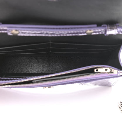 Balenciaga Shiny Metallic Calfskin Crocodile Embossed Hourglass Chain Bag Lilac 5 of 9