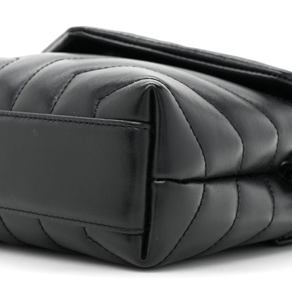 Saint Laurent Calfskin Y Quilted Monogram Monochrome Toy Loulou Crossbody Bag Black 9 of 10