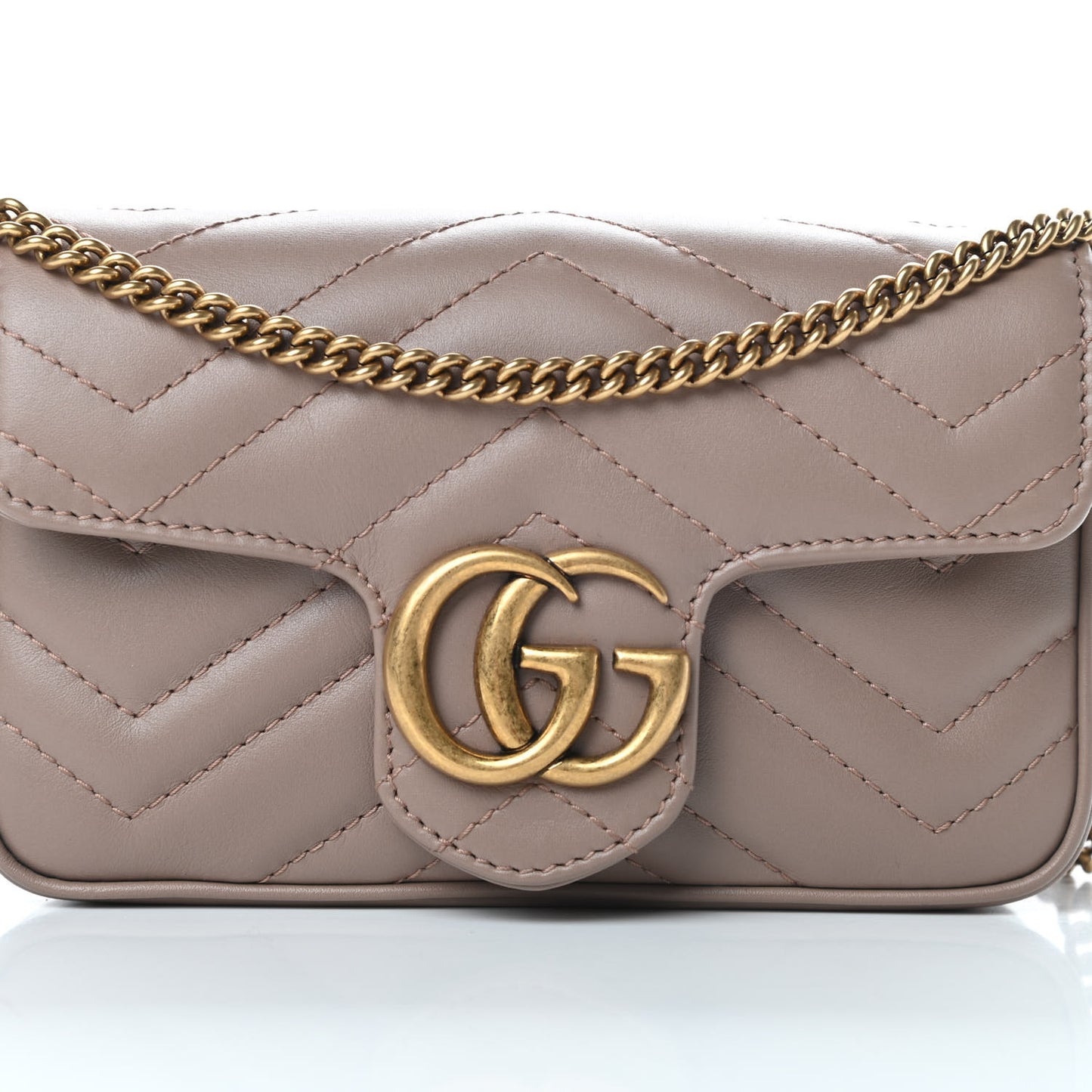 Calfskin Matelasse Super Mini GG Marmont Shoulder Bag Porcelain Rose