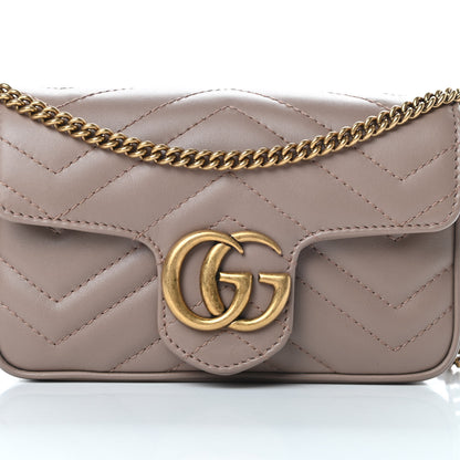 Gucci Calfskin Matelasse Super Mini GG Marmont Shoulder Bag Porcelain Rose 8 of 12