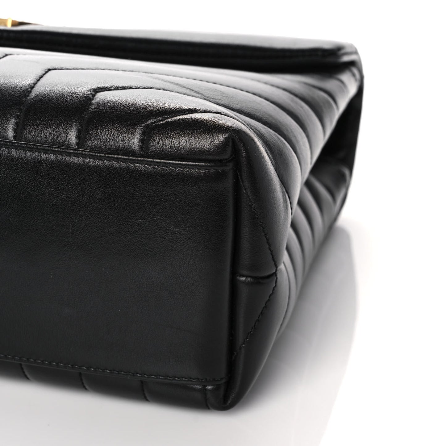 Calfskin Y Quilted Monogram Medium Loulou Chain Satchel Black