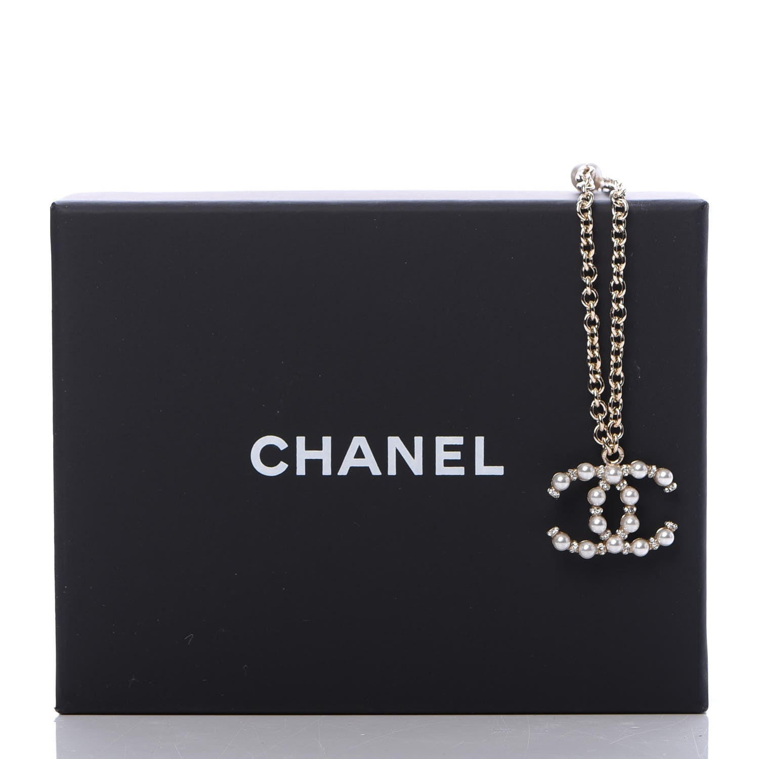 Chanel Crystal Pearl Nefertiti CC Pendant Necklace Gold 6 of 6