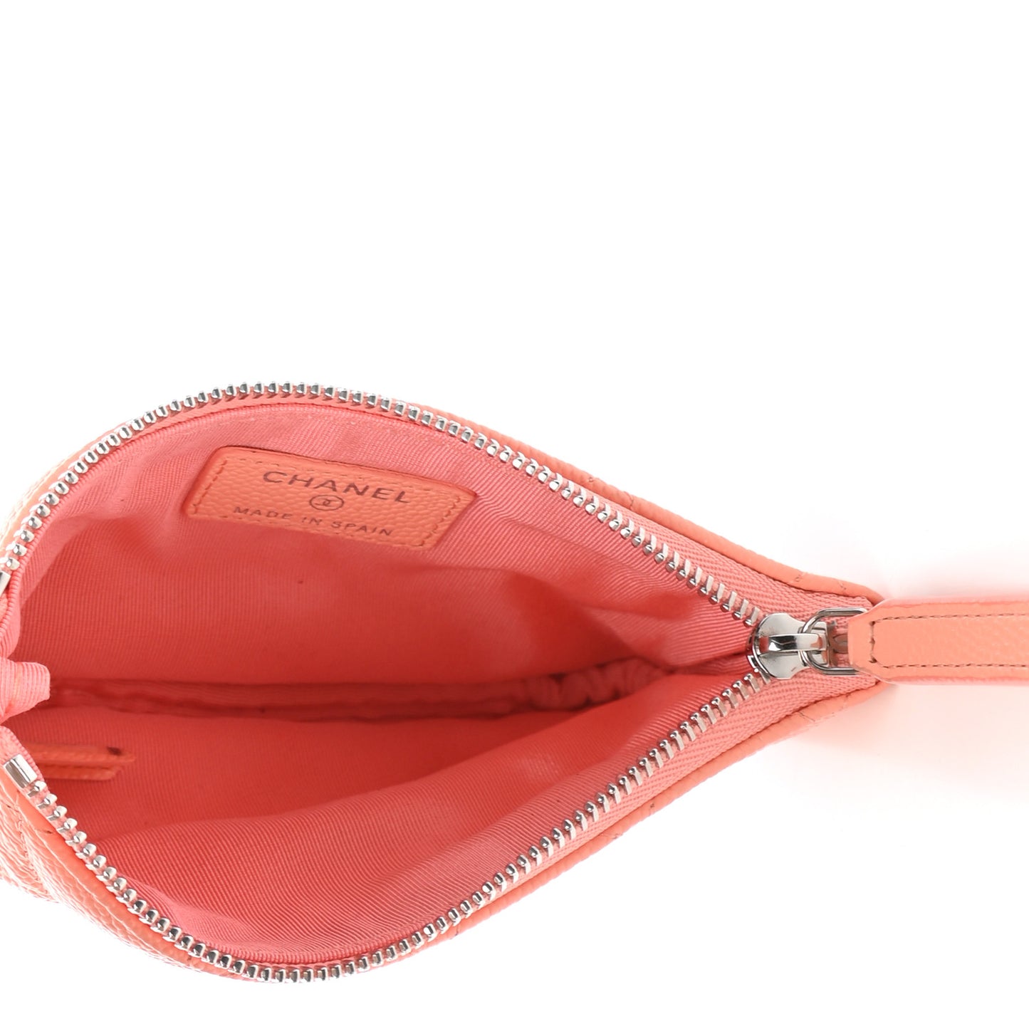 Caviar Quilted Small Cosmetic Case Coral