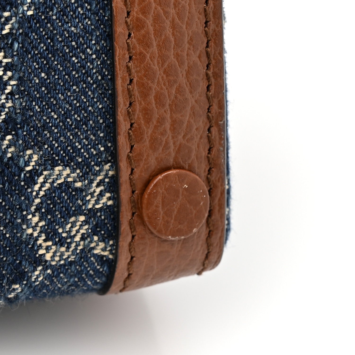 Gucci New Denim GG Monogram Dollar Calfskin Mini Horsebit 1955 Crossbody Bag Blue Tea Cuir Epilog 11 of 11