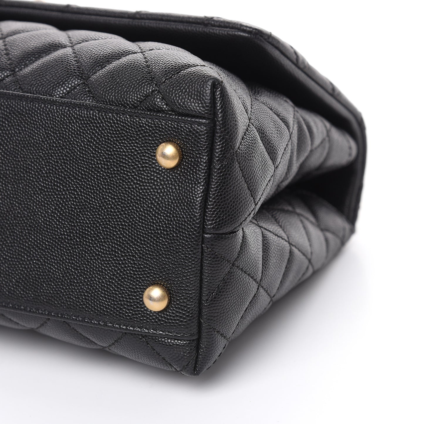 Caviar Quilted Small Coco Handle Flap Black