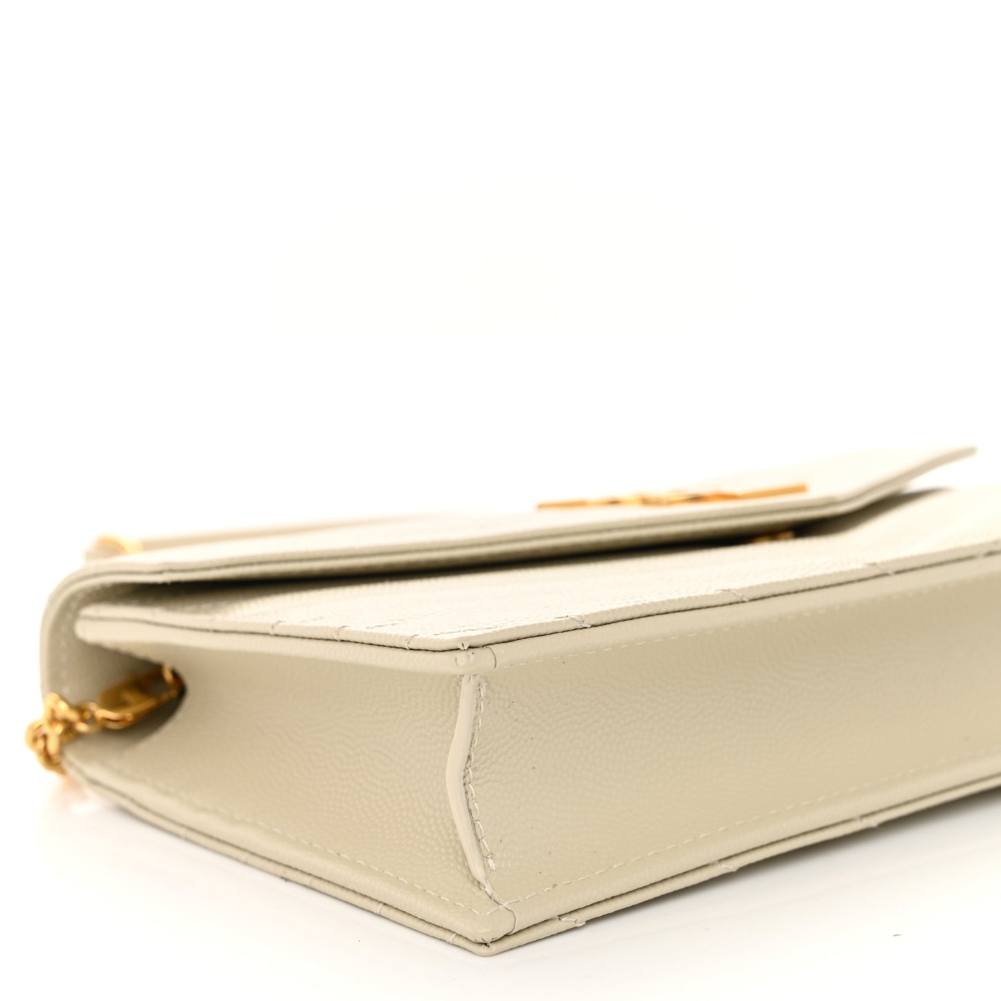 Grain De Poudre Matelasse Chevron Monogram Envelope Chain Wallet Crema Soft