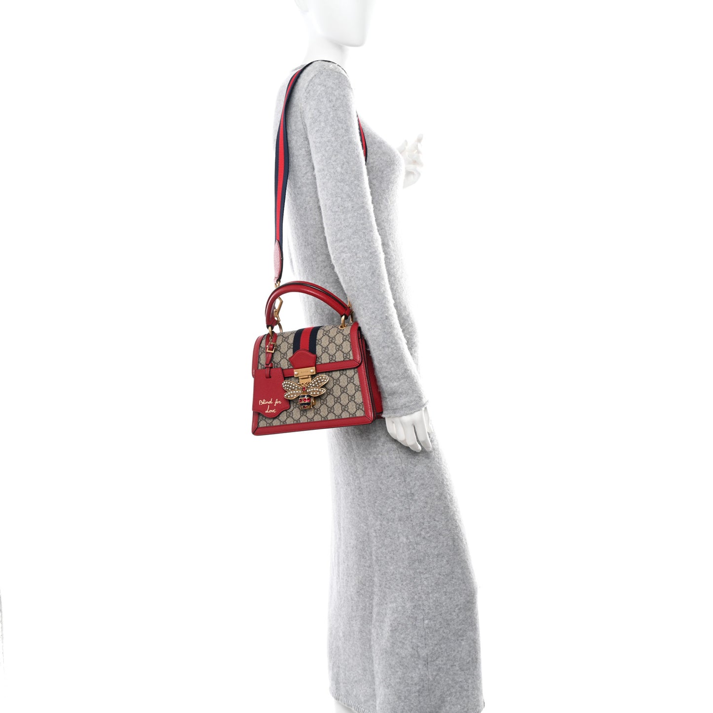 GG Supreme Monogram Small Queen Margaret Top Handle Bag Red
