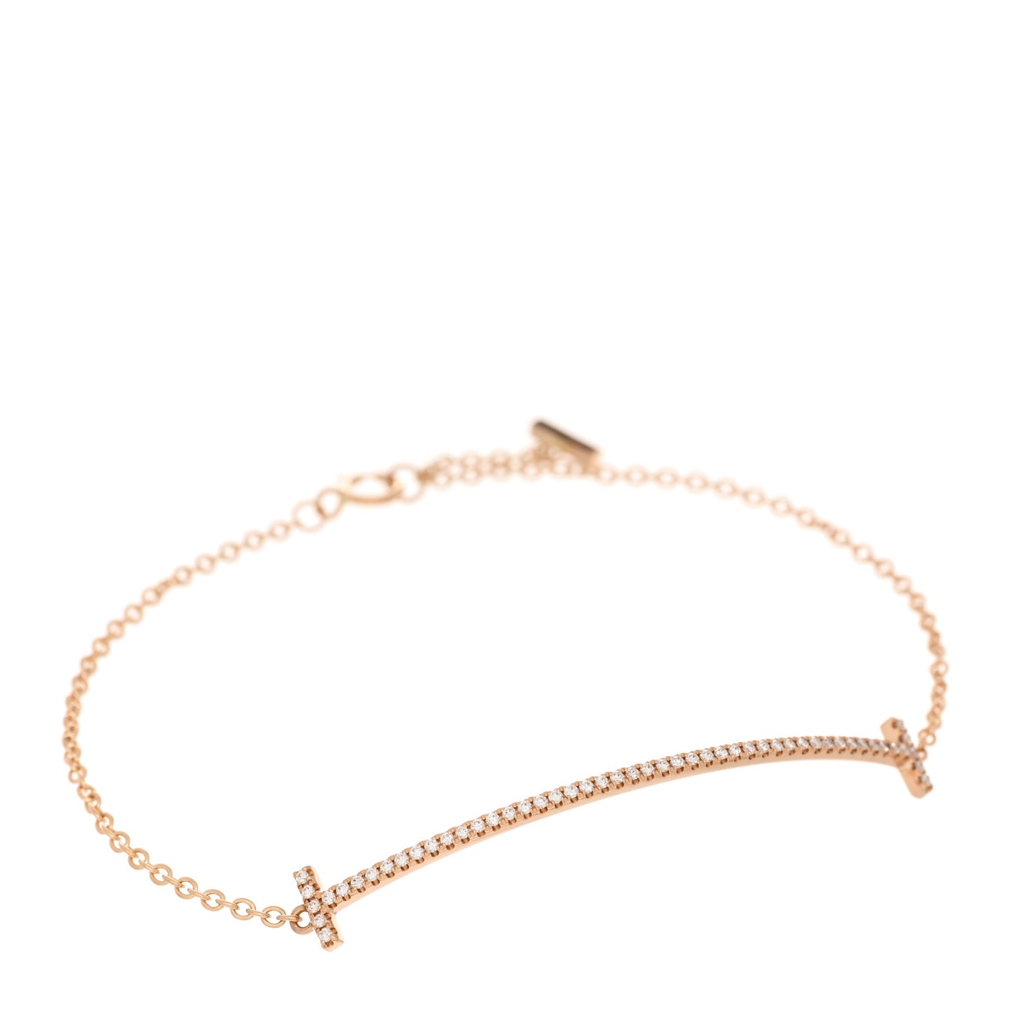 18K Rose Gold Diamond T Smile Bracelet