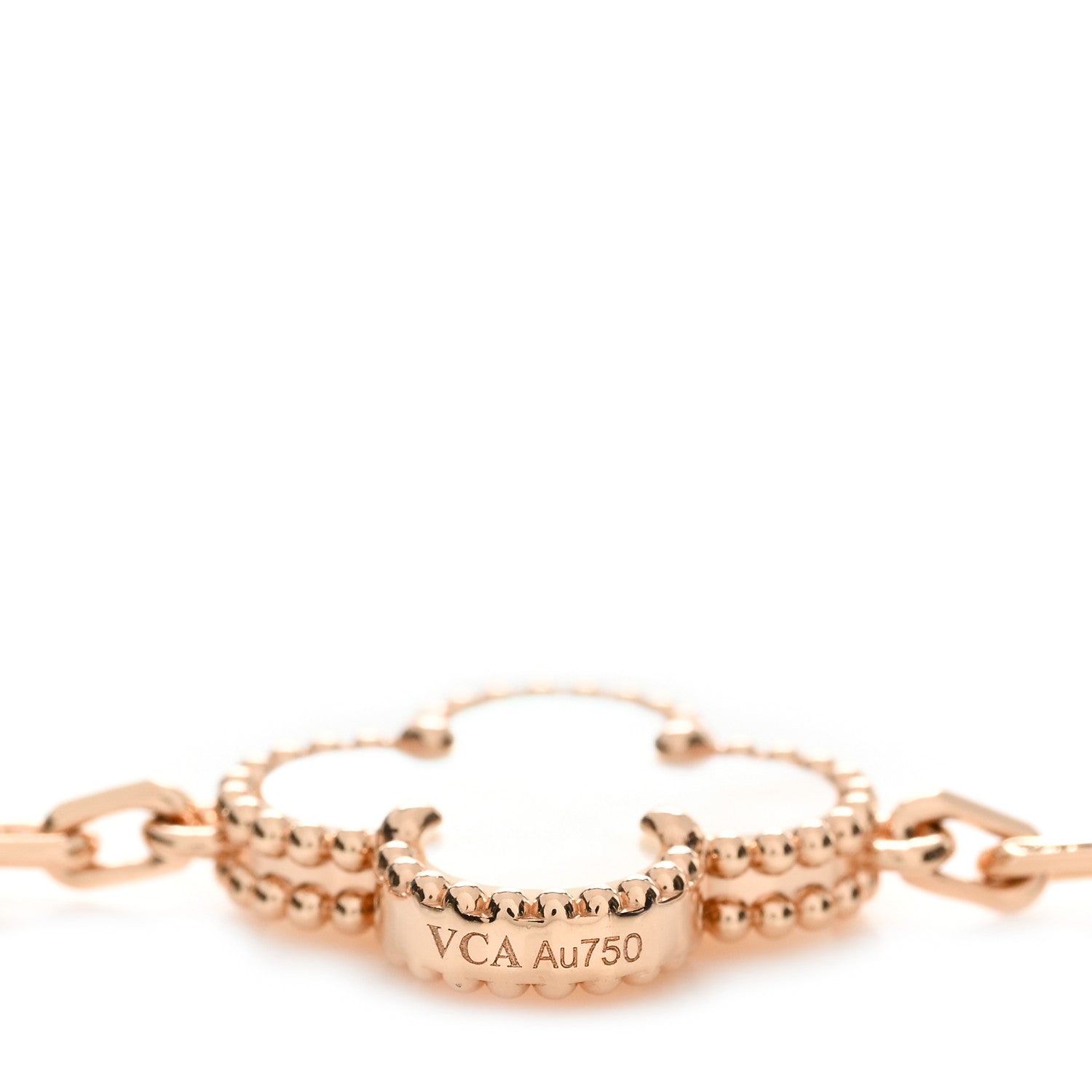 Van Cleef & Arpels 18K Rose Gold Mother of Pearl 5 Motifs Vintage Alhambra Bracelet 8 of 11