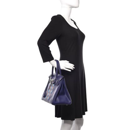 Hermes Swift Epsom Tressage Birkin 30 Bleu Encre Bleu Du Nord Gold 2 of 34