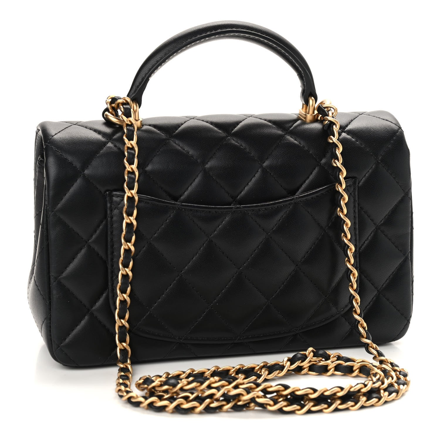 Chanel Lambskin Quilted Mini Top Handle Rectangular Flap Black 4 of 10