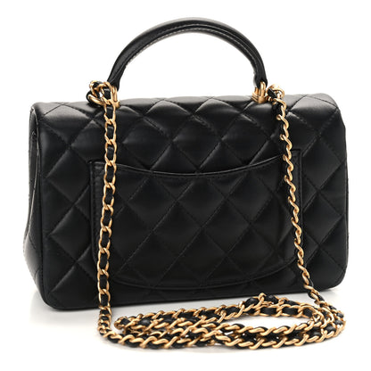 Chanel Lambskin Quilted Mini Top Handle Rectangular Flap Black 4 of 10