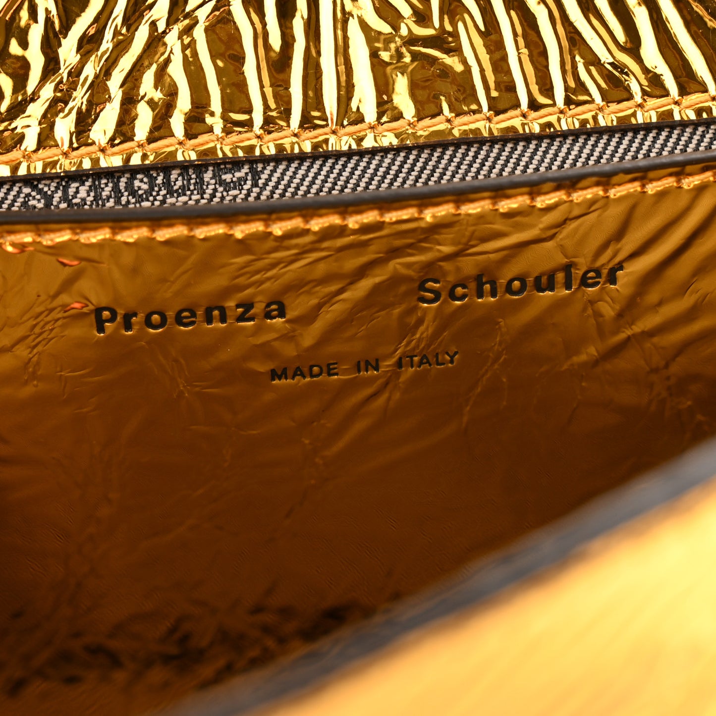 Metallic Paper Lambskin PS1 Mini Pouch Messenger Gold