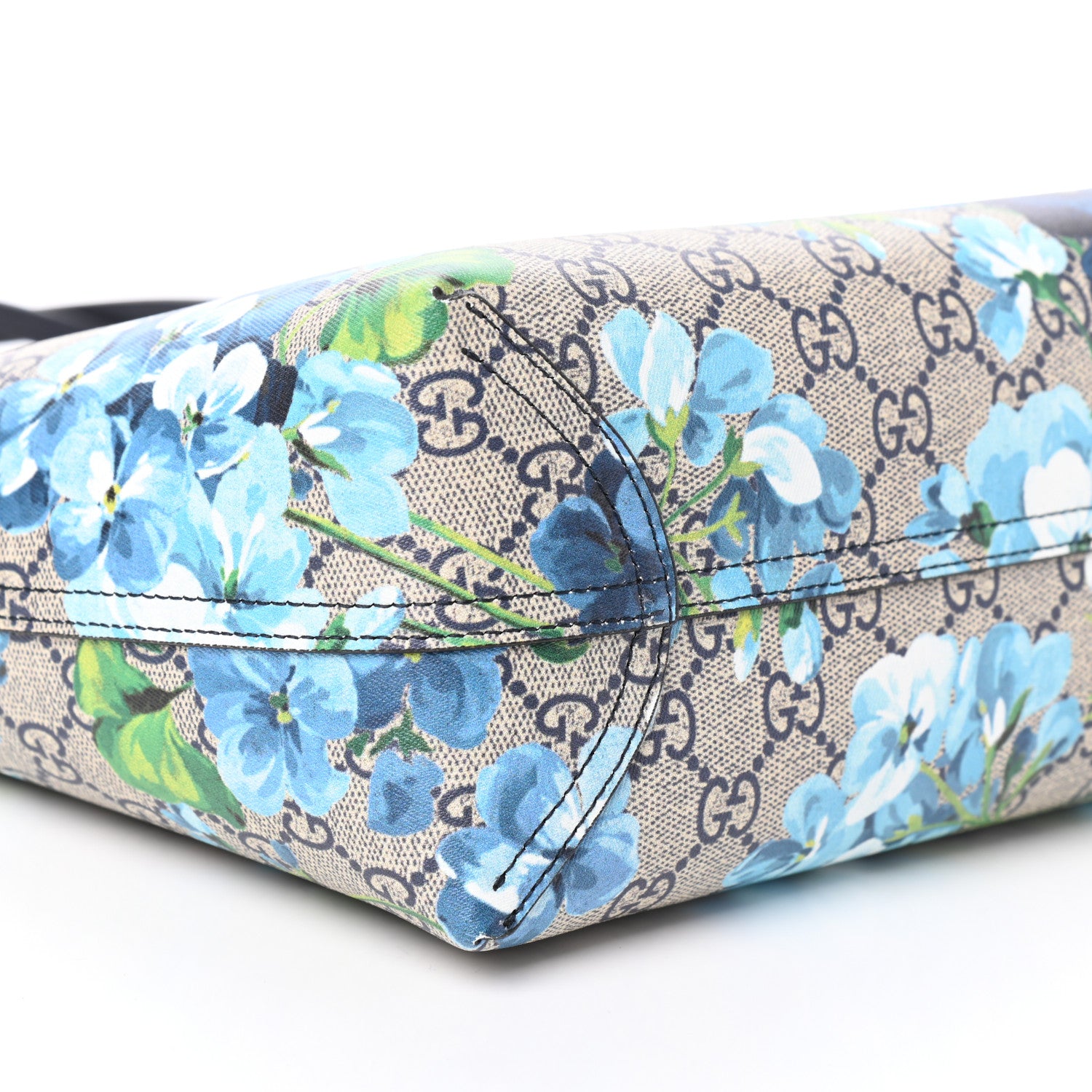 Gucci GG Supreme Monogram Blooms Small Reversible Tote Beige Blue Navy 11 of 14