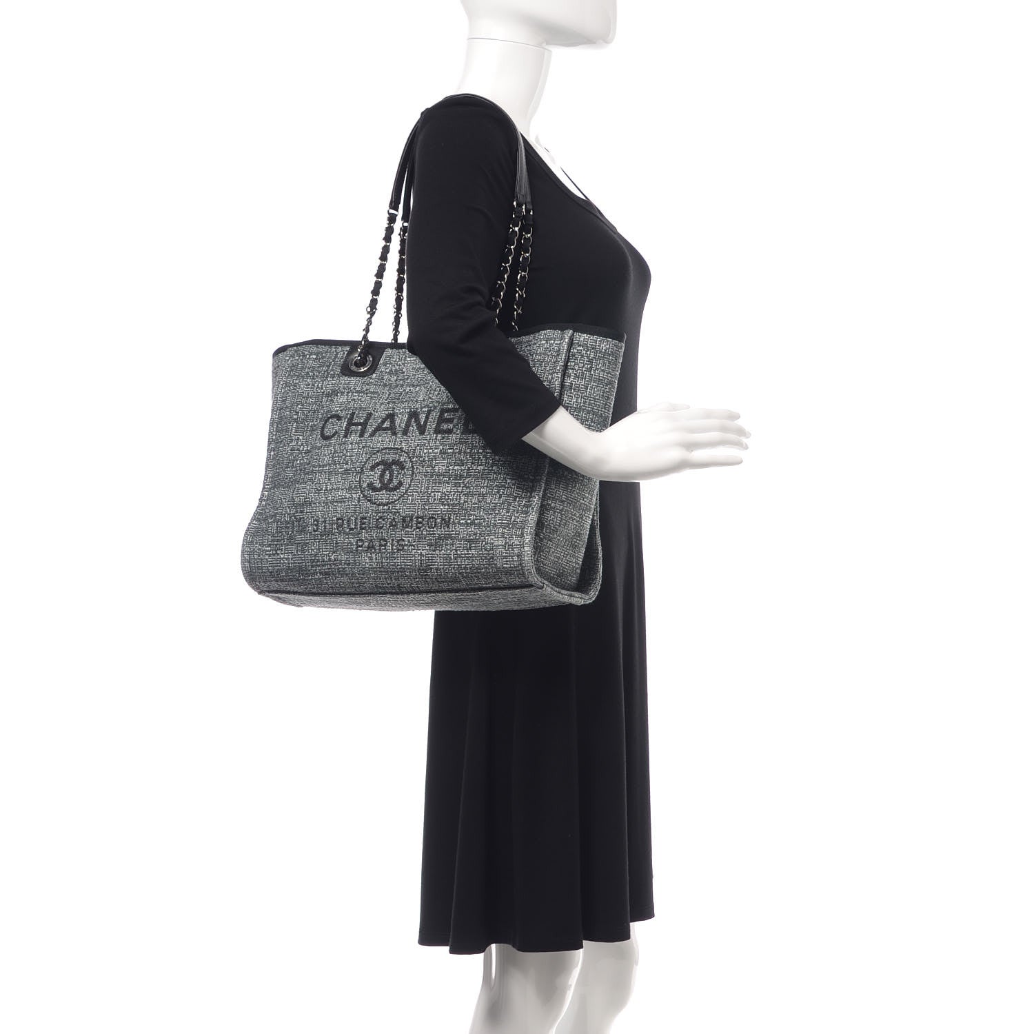 Chanel Canvas Small Deauville Tote Charcoal 2 of 8