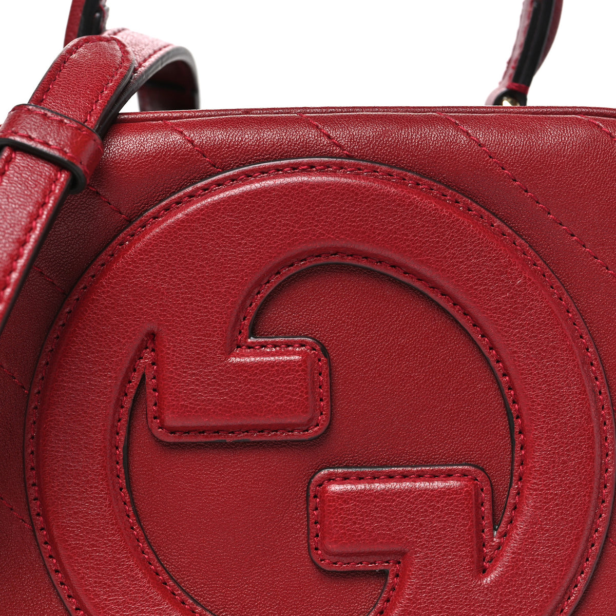 Sakai Be Green Calfskin Diagonal Stitched Blondie Top Handle Bag Rosso